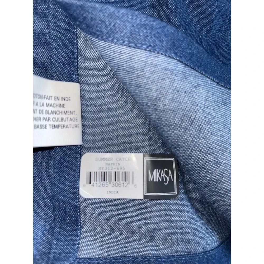 Mikasa Summer catch lobster  cloth Napkins Set Of 4 Cotton Blend denim‎ blue NOS